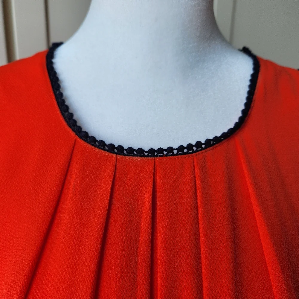 Umgee The Virginia Shift Dress Pleated Sleeveless Orange Navy Blue New Large - Picture 6 of 15